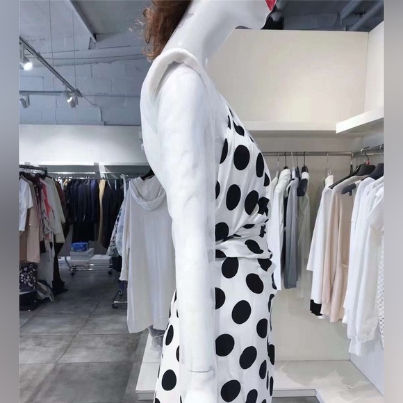 US 2 DOLCE & GABBANA RUCHED POLKA DOT CHIFFON SLEEVE MIDI DRESS NWT - Picture 6 of 14